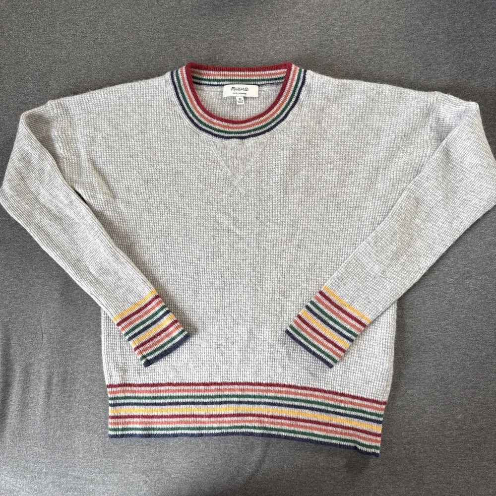 Madewell Rainbow Trim Cashmere Sweater Size XS